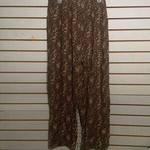 SA Designs Women's 2X Brown Leopard Print Rayon Palazzo‎ Pants Made in Vietnam